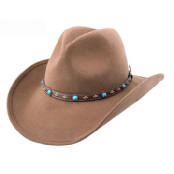 Brown Cowboy Style Fashion Felt Hat with Big Brim (CW0006/08)